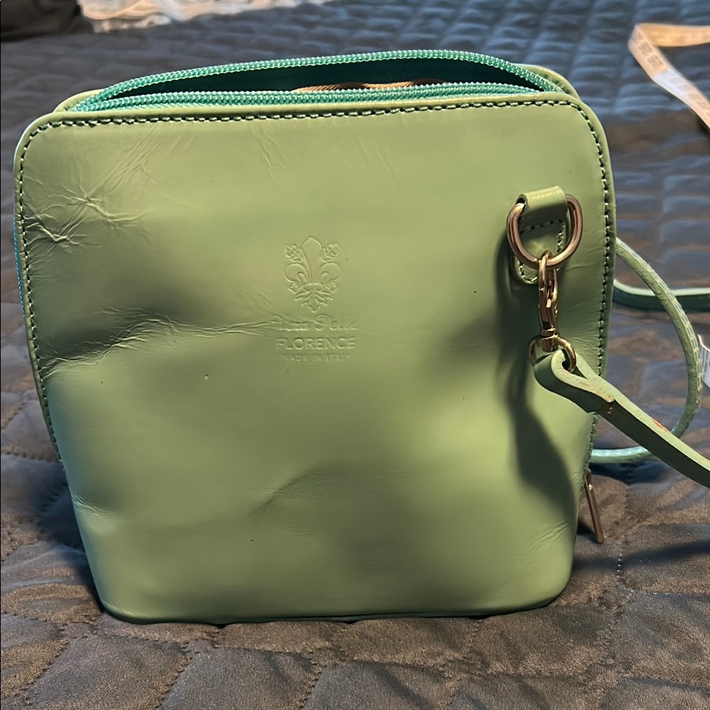 Italian Vera Pelle seafoam Green Crossbody Bag